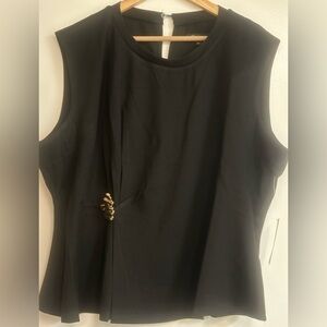 Sleek Black Sleeveless Tank with Gold Accent